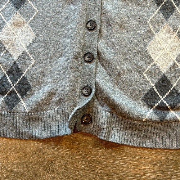 Lands end girls gray argyle cardigan size XL (18/20) - Picture 4 of 9